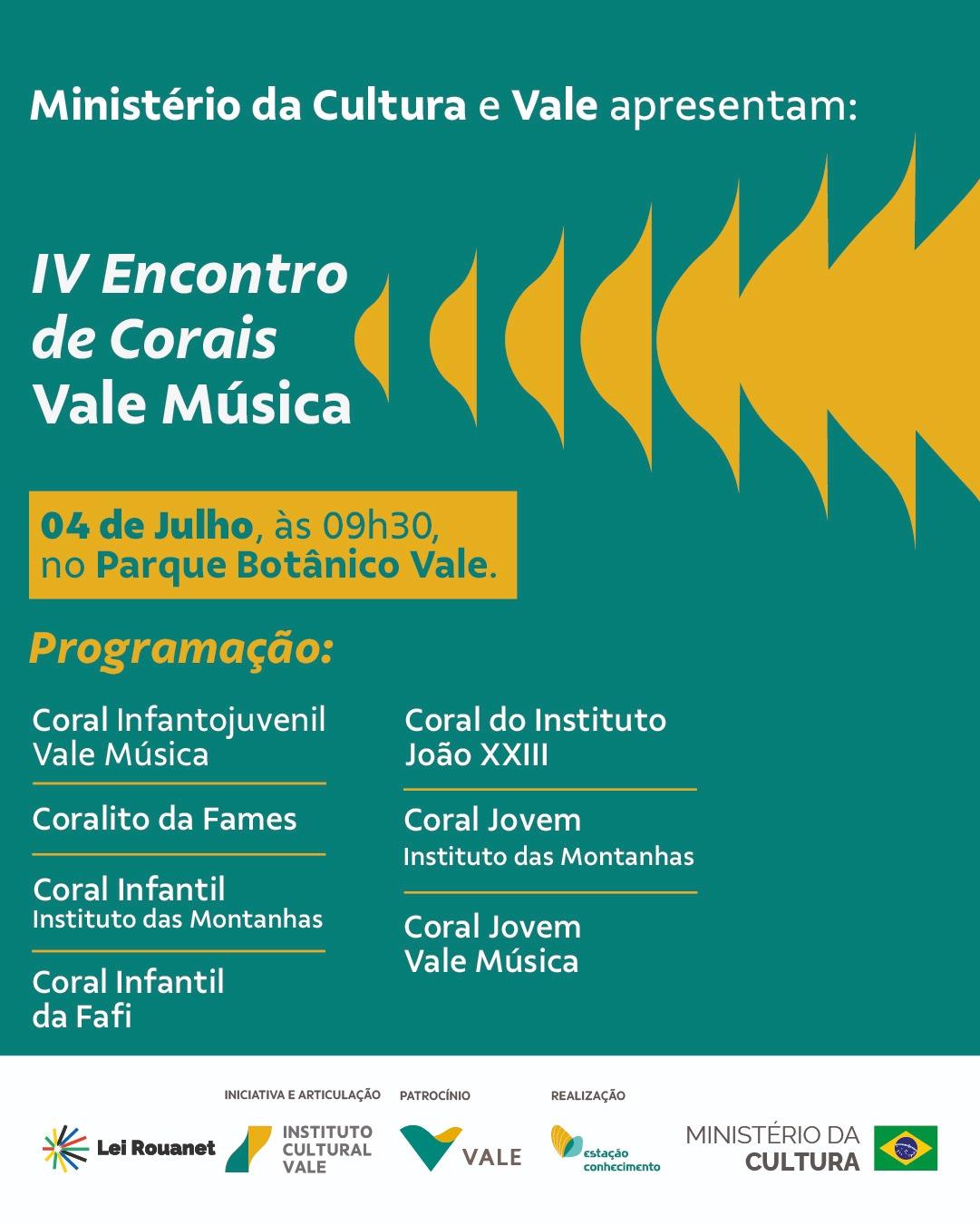 Encontro de coros do Vale Música reúne sete grupos de canto coral no Parque Botânico Vale